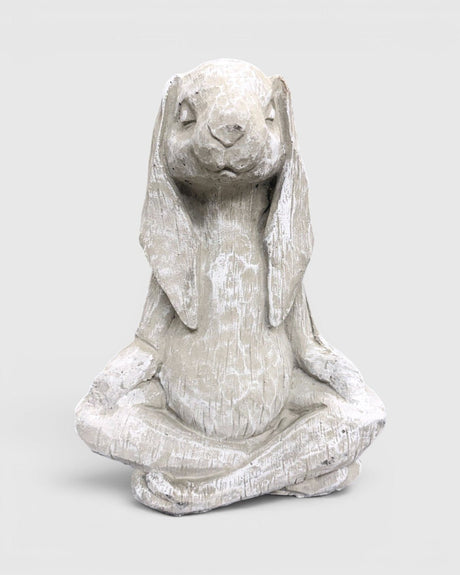 Vintage 14" Zen Meditating Karma Yoga Bunny Rabbit Concrete Garden Statue Made in USA - Sculptures & Statues