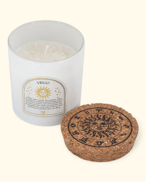 Virgo Zodiac Candle & Crystal Tumblestone Set - cand