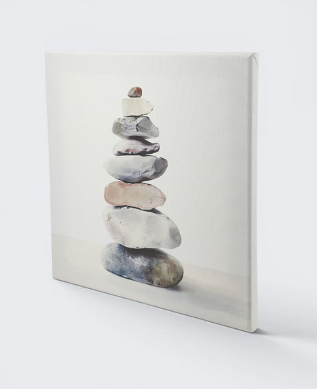 Watercolor Zen Cairn Canvas Print — 12 - Inch Wood Framed Wall Art - Wall Art