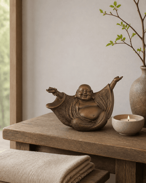 Welcoming Cheering Happy Buddha Statue - Sculptures & Statues