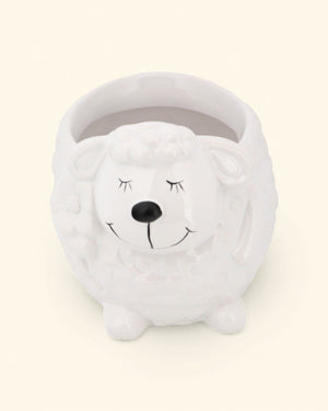 Whimsical Ceramic Animal Planters – Snail, Duck, Elephant, Dog, Sheep, or Owl (Assorted Sizes) - Pots & Planters Sheep