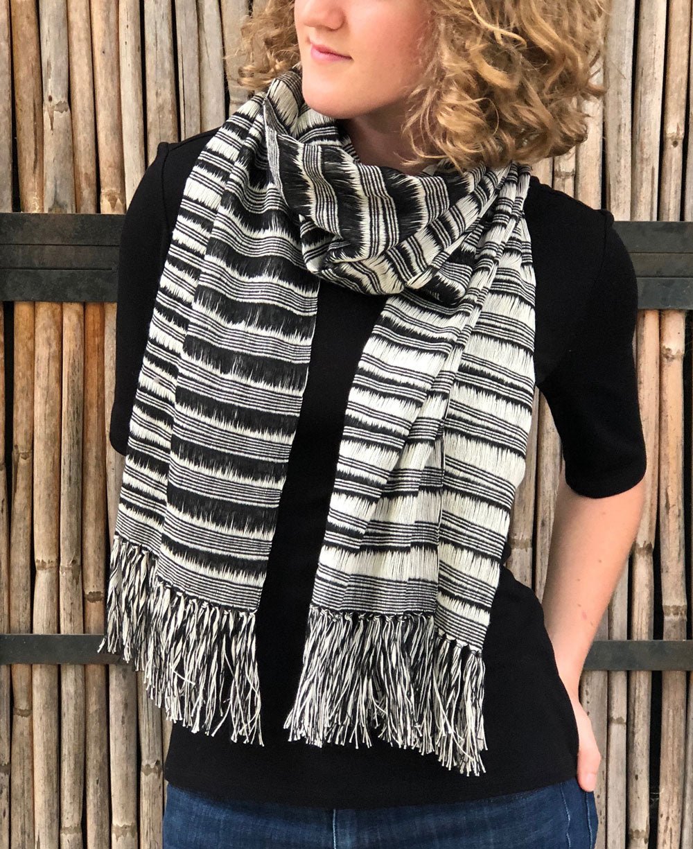 Woven Scarf in Black, Fair Trade - Apparel