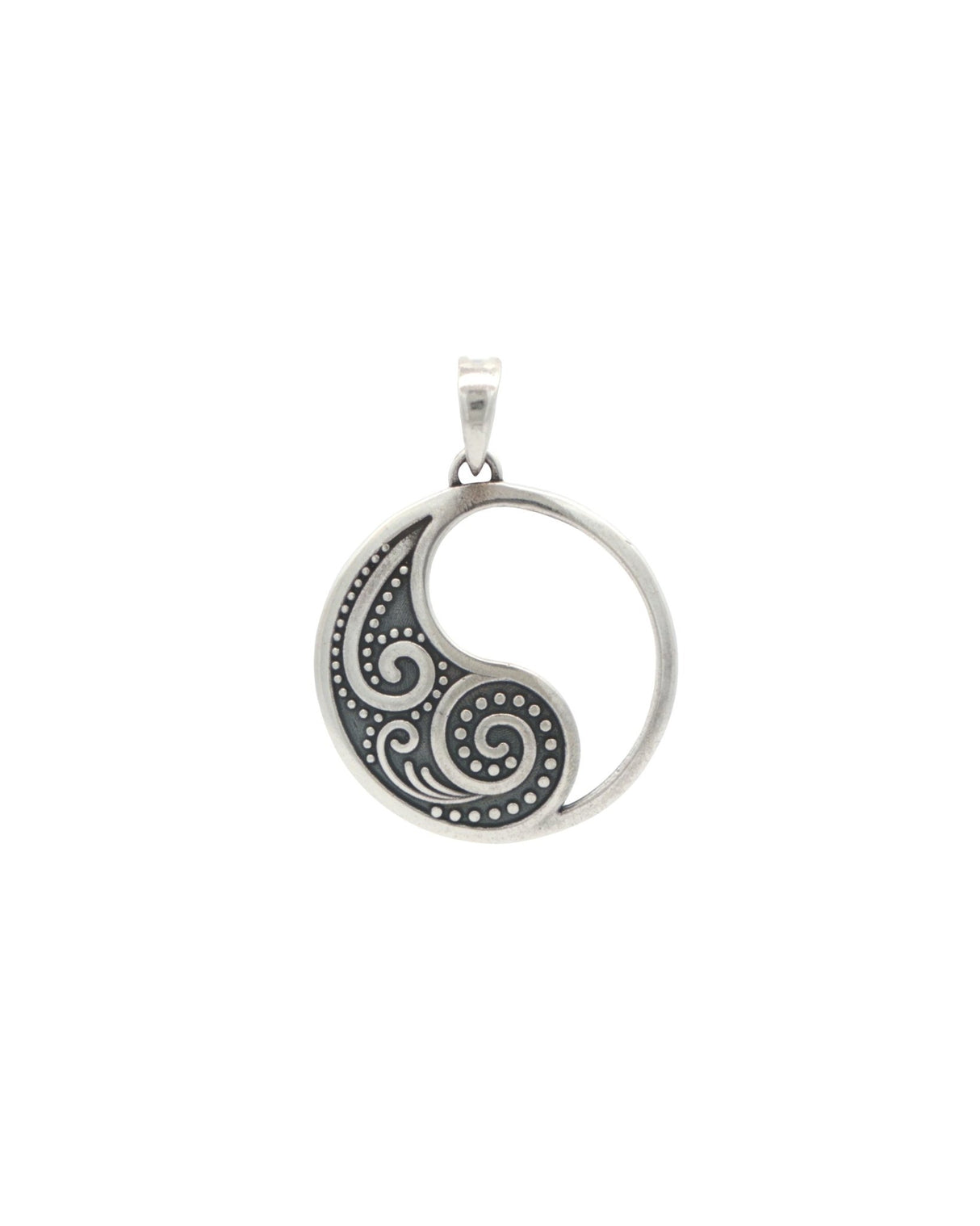 Yin Yang Sterling Silver Spiral Symbol Pendant - Pendant