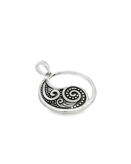 Yin Yang Sterling Silver Spiral Symbol Pendant - Pendant
