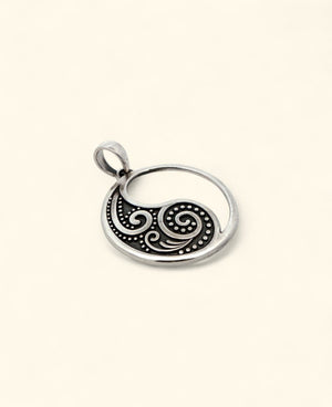 Yin Yang Sterling Silver Spiral Symbol Pendant - Pendant