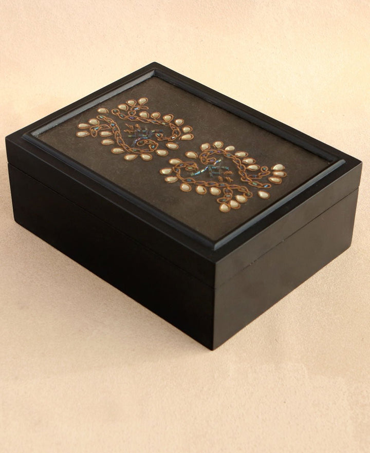 Zardozi Wood Keepsake Mala Box - Jewelry Boxes