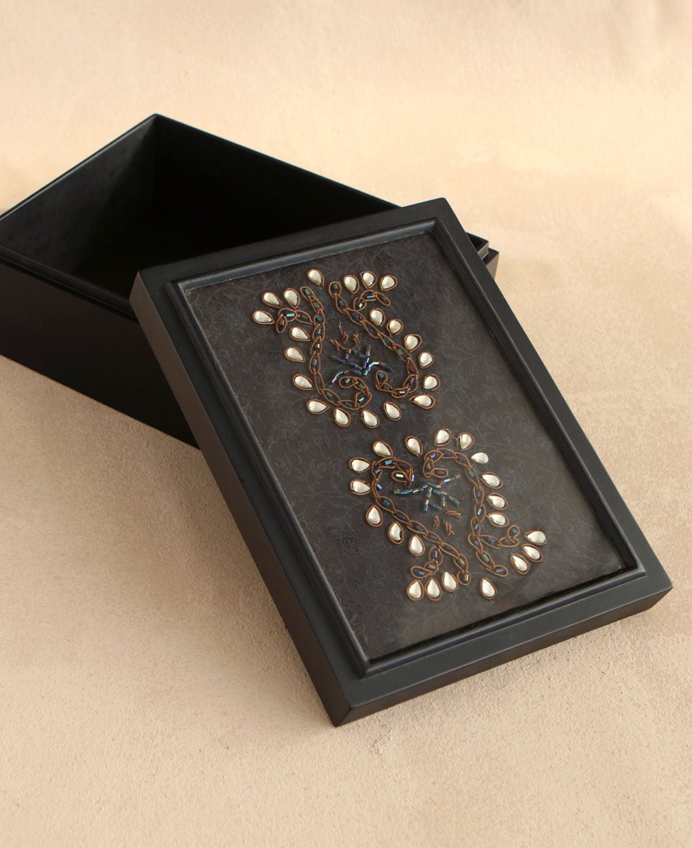 Zardozi Wood Keepsake Mala Box - Jewelry Boxes