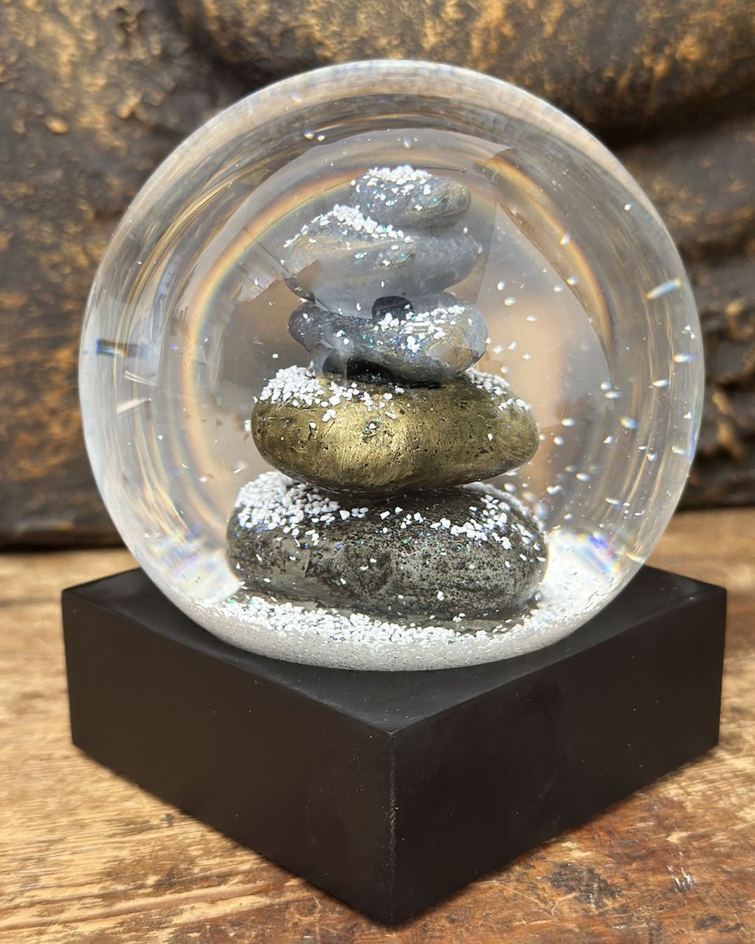 Zen Cairn Calming Snow Globe – Buddha Groove