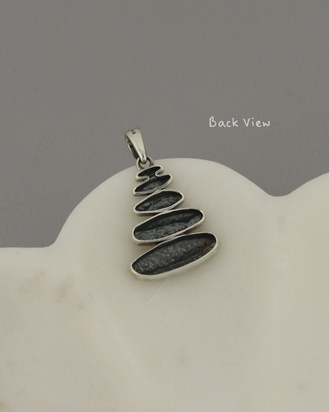 Zen Cairn Pendant – Sterling Silver Textured Stacked Stone Necklace Charm - Pendant
