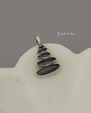 Zen Cairn Pendant – Sterling Silver Textured Stacked Stone Necklace Charm - Pendant