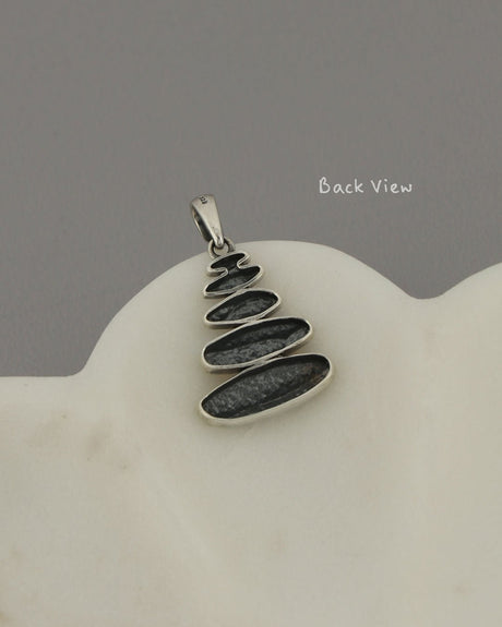 Zen Cairn Pendant – Sterling Silver Textured Stacked Stone Necklace Charm - Pendant