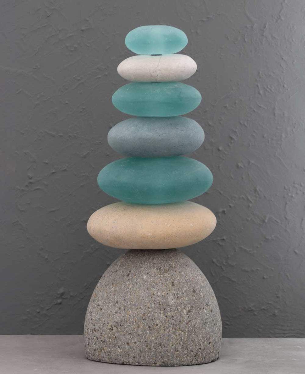 Zen Cairn Rock And Glass Statue, 12 Inches - Sculptures & Statues