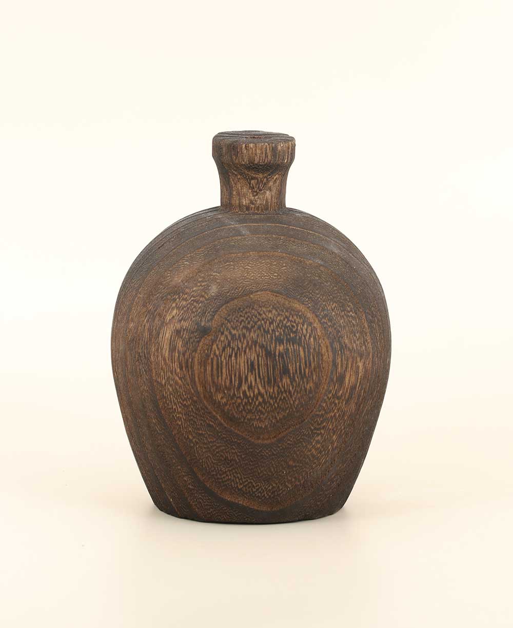 Zen - Inspired Charred Wood Decorative Vases - Vase Round