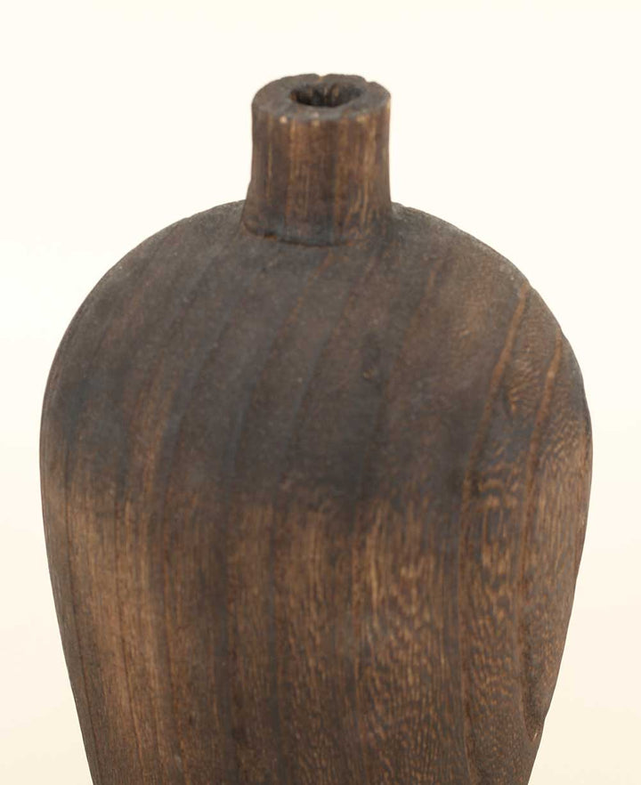 Zen - Inspired Charred Wood Decorative Vases - Vase Wide