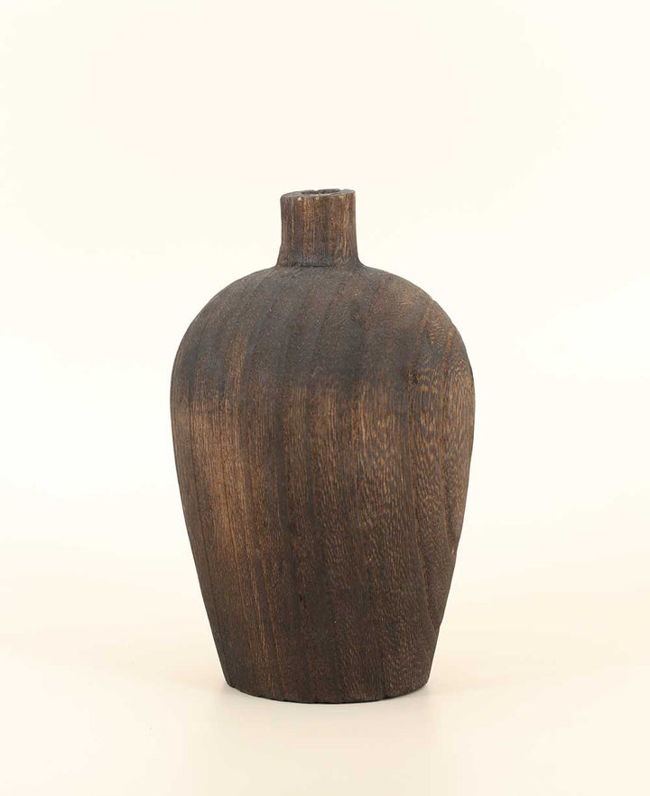 Zen - Inspired Charred Wood Decorative Vases - Vase Wide