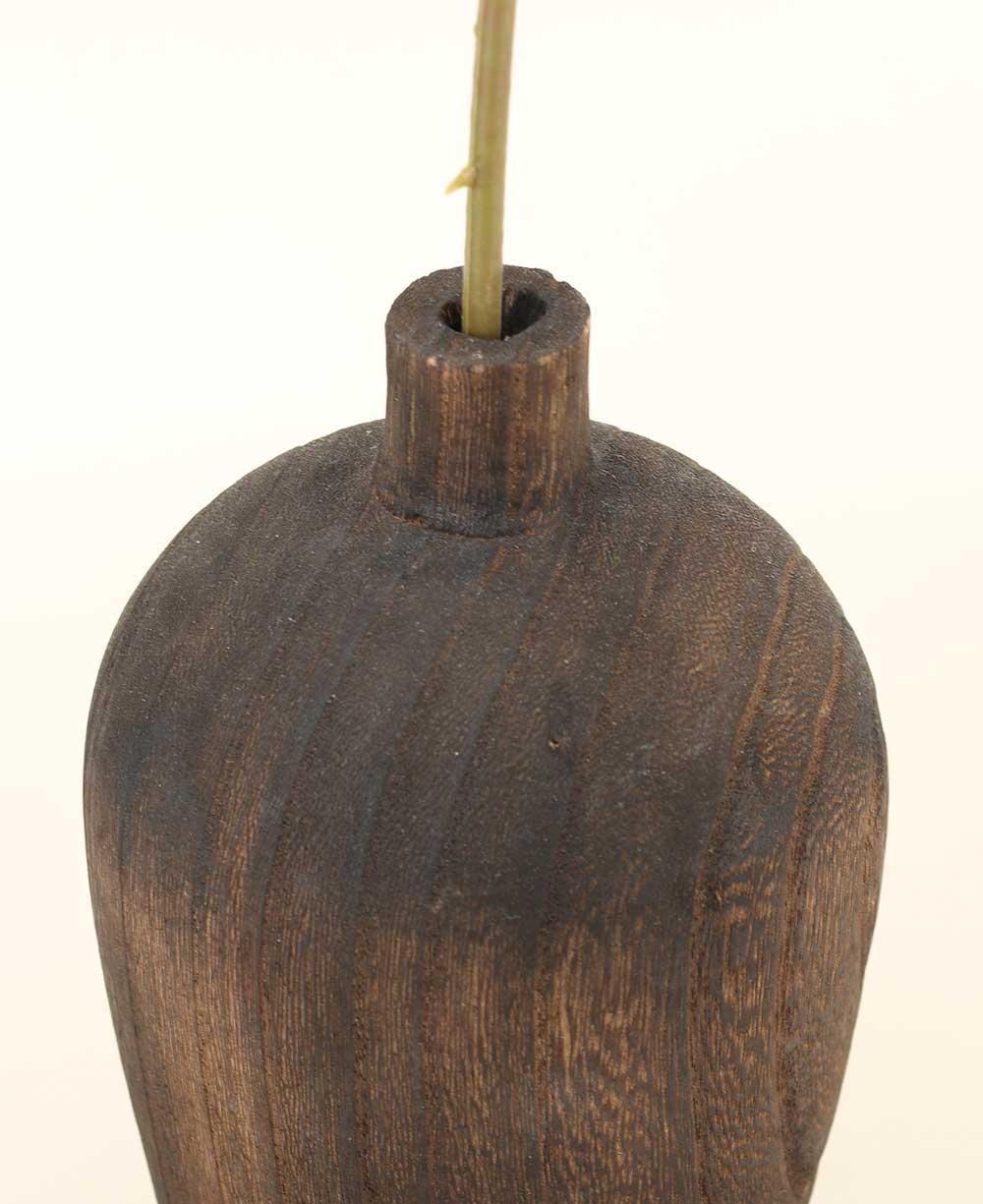 Zen - Inspired Charred Wood Decorative Vases - Vase Wide