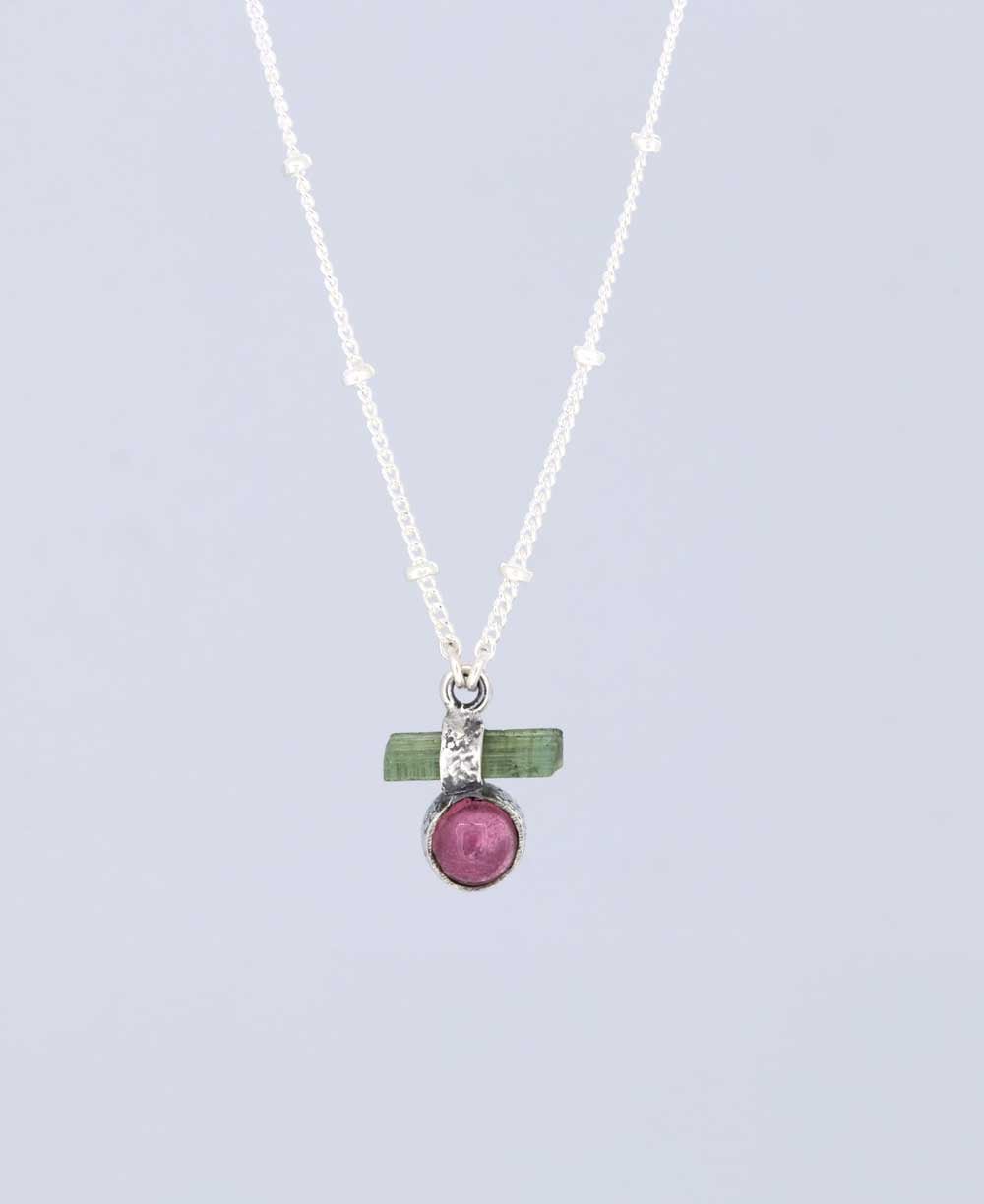 Zen Inspired Sterling Silver and Tourmaline Dainty Necklace - Necklaces