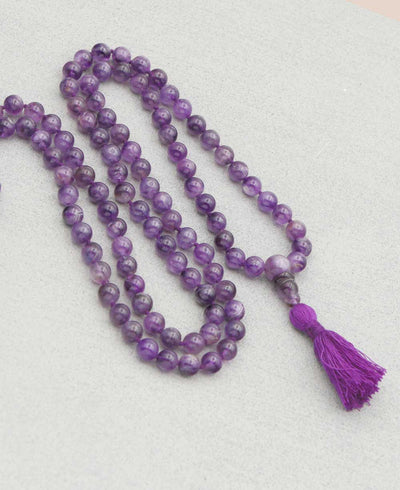 108 Beads Knotted Amethyst Meditation Mala - Prayer Beads