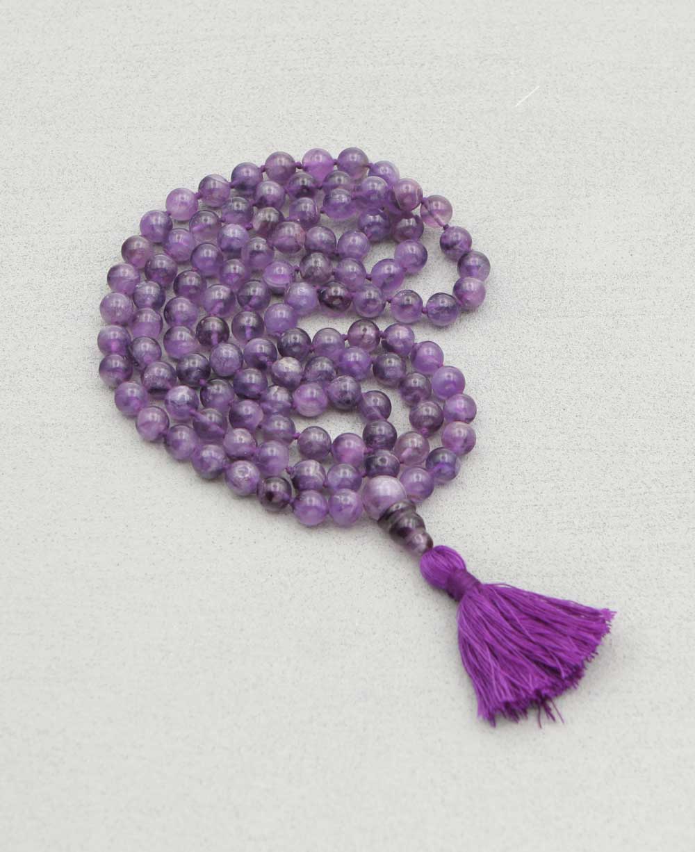 108 Beads Knotted Amethyst Meditation Mala - Prayer Beads