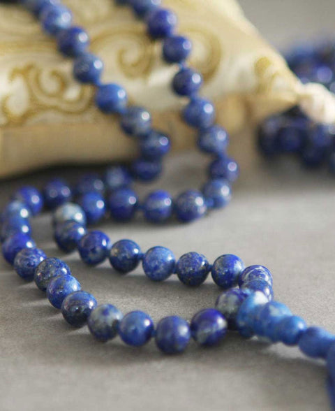 108 Beads Lapis Meditation Mala, Knotted by Buddha Groove – Buddha Groove