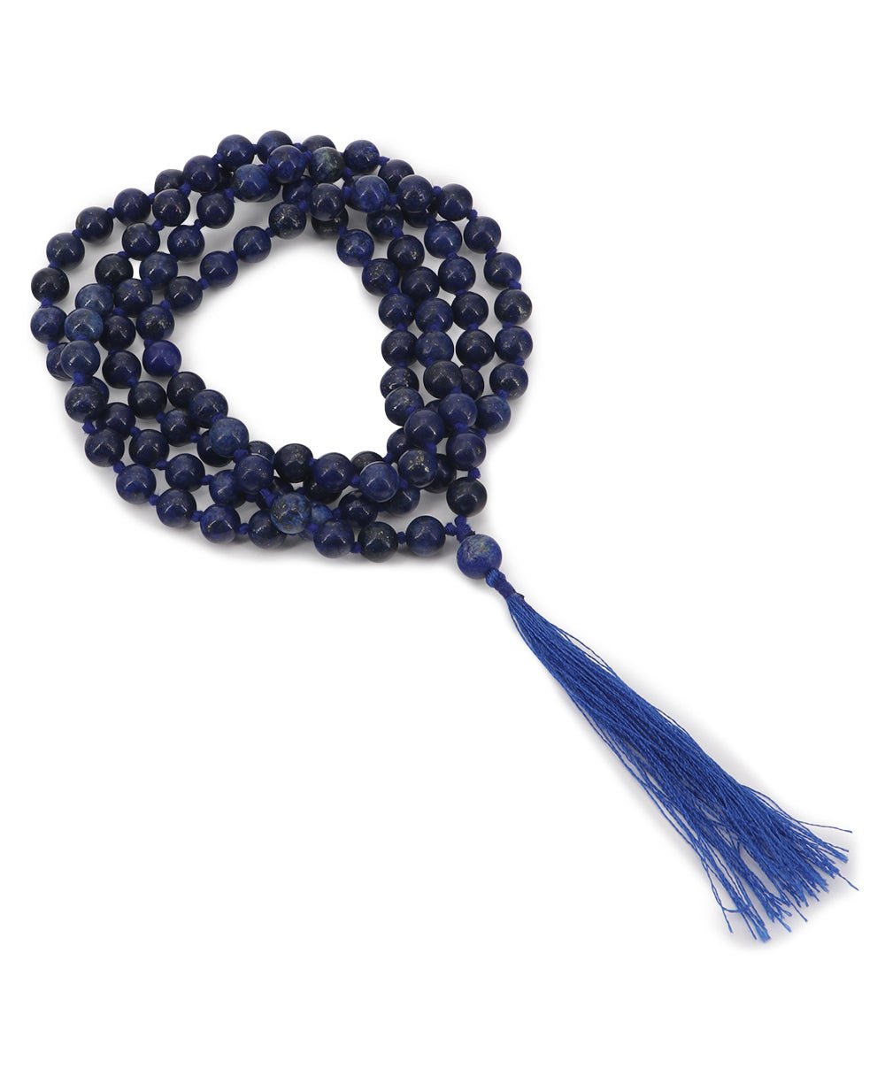 108 Beads Lapis Meditation Mala, Knotted by Buddha Groove - Prayer Beads
