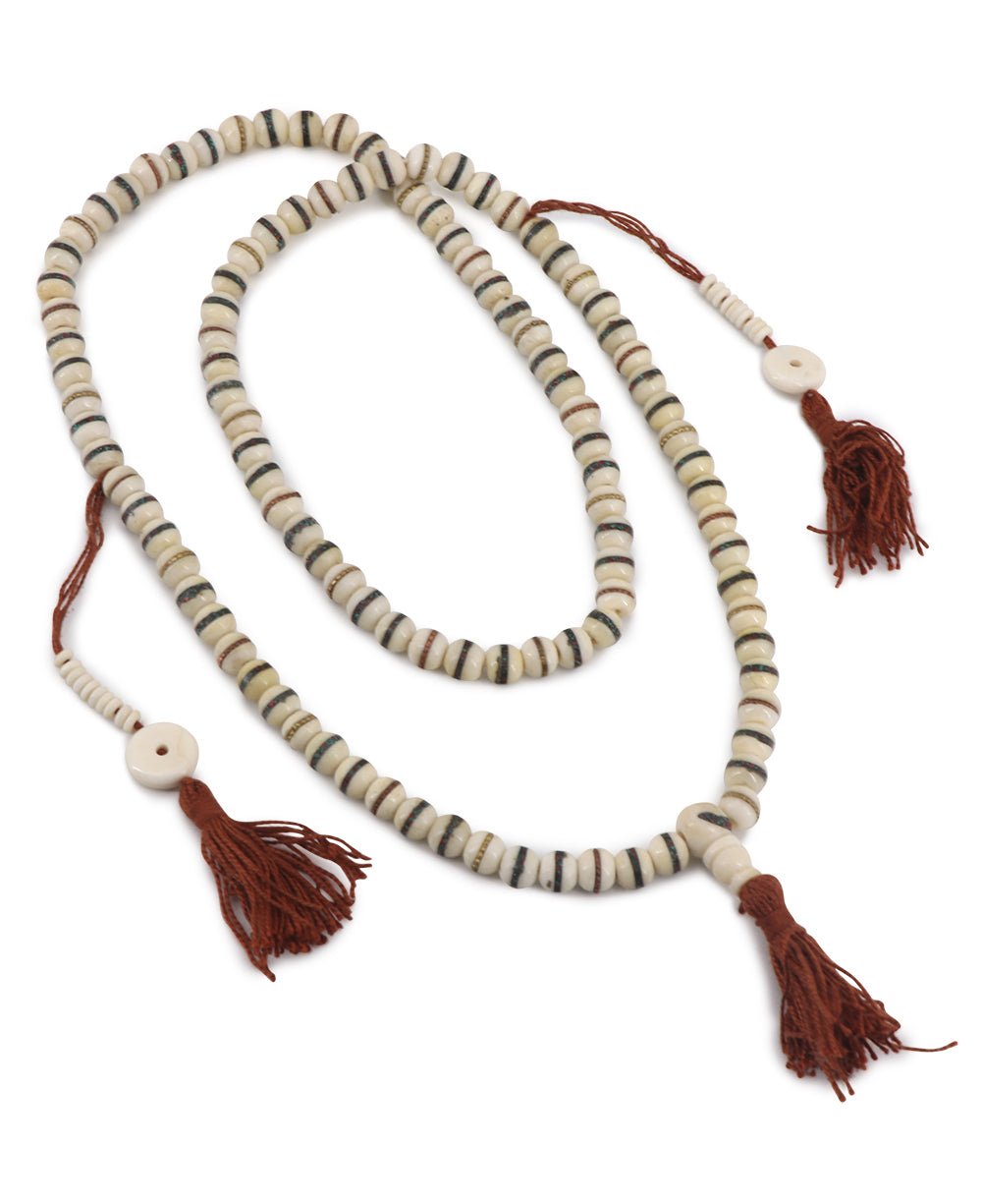 108 Beads Meditation Mala with Counters, Bone Inlay - Prayer Beads