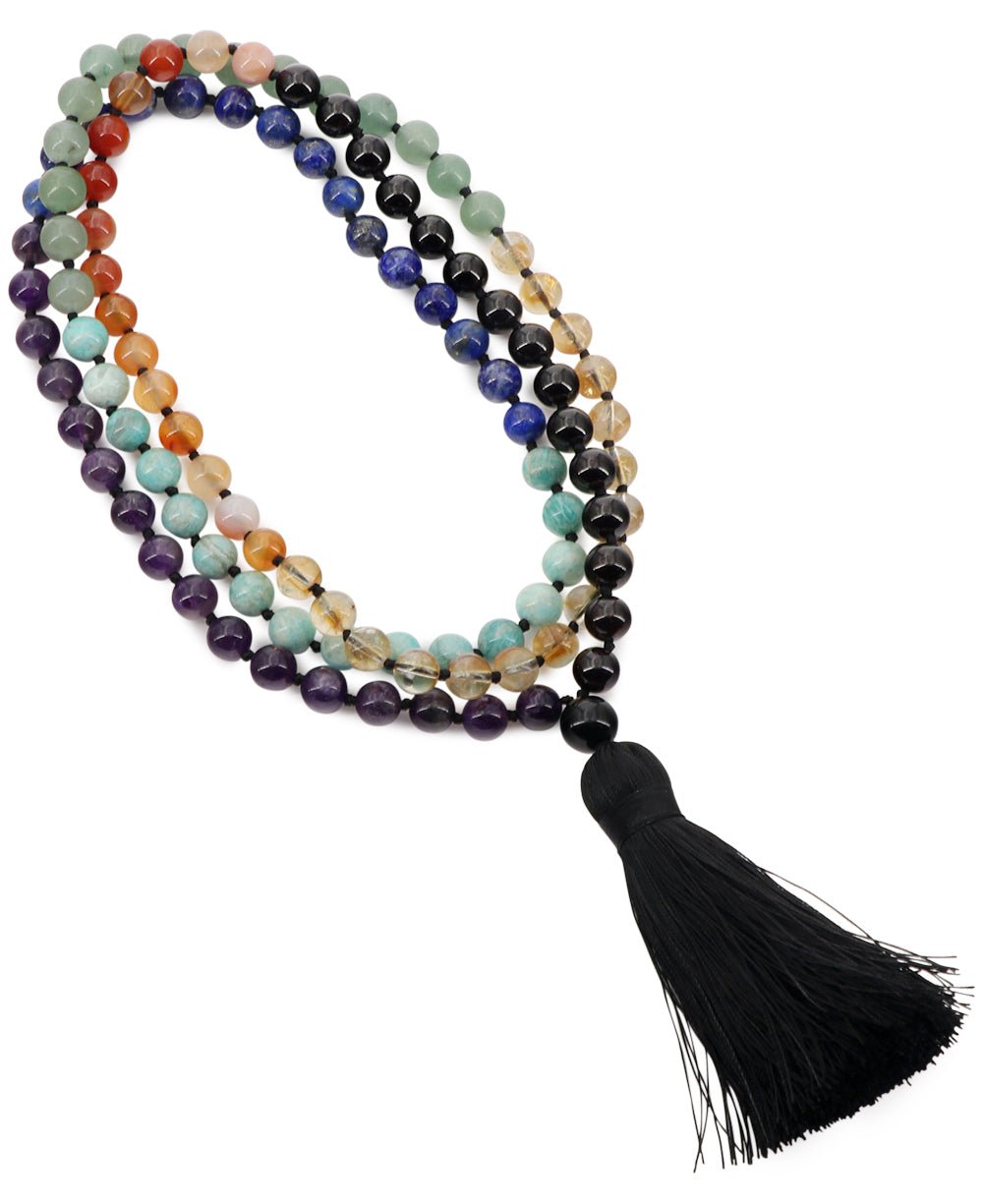 108 Knotted Gemstone Beads Chakra Meditation Mala - Prayer Beads 6mm