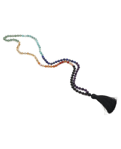 108 Knotted Gemstone Beads Chakra Meditation Mala - Prayer Beads 6mm