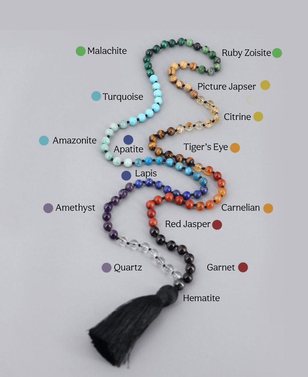 Pocket Mala, 27 beads Chakra mini Mala, Travel Meditation Mala, 7