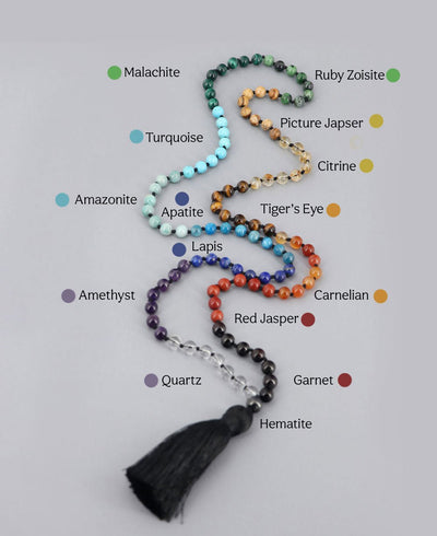 15 Gemstones Seven Chakra Premium Mediation Mala - Prayer Beads