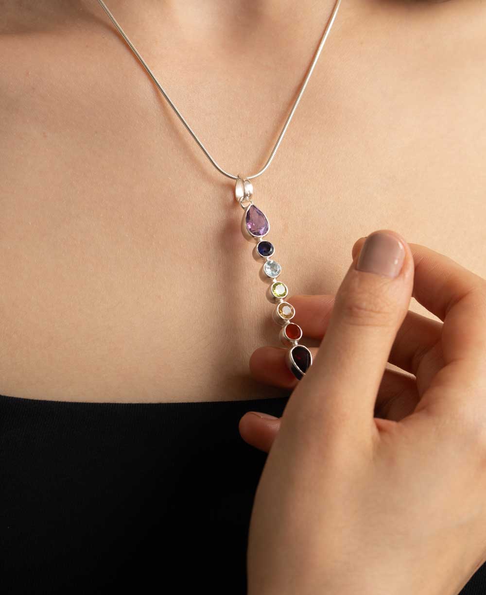 Silver Chakra Crystal Necklace