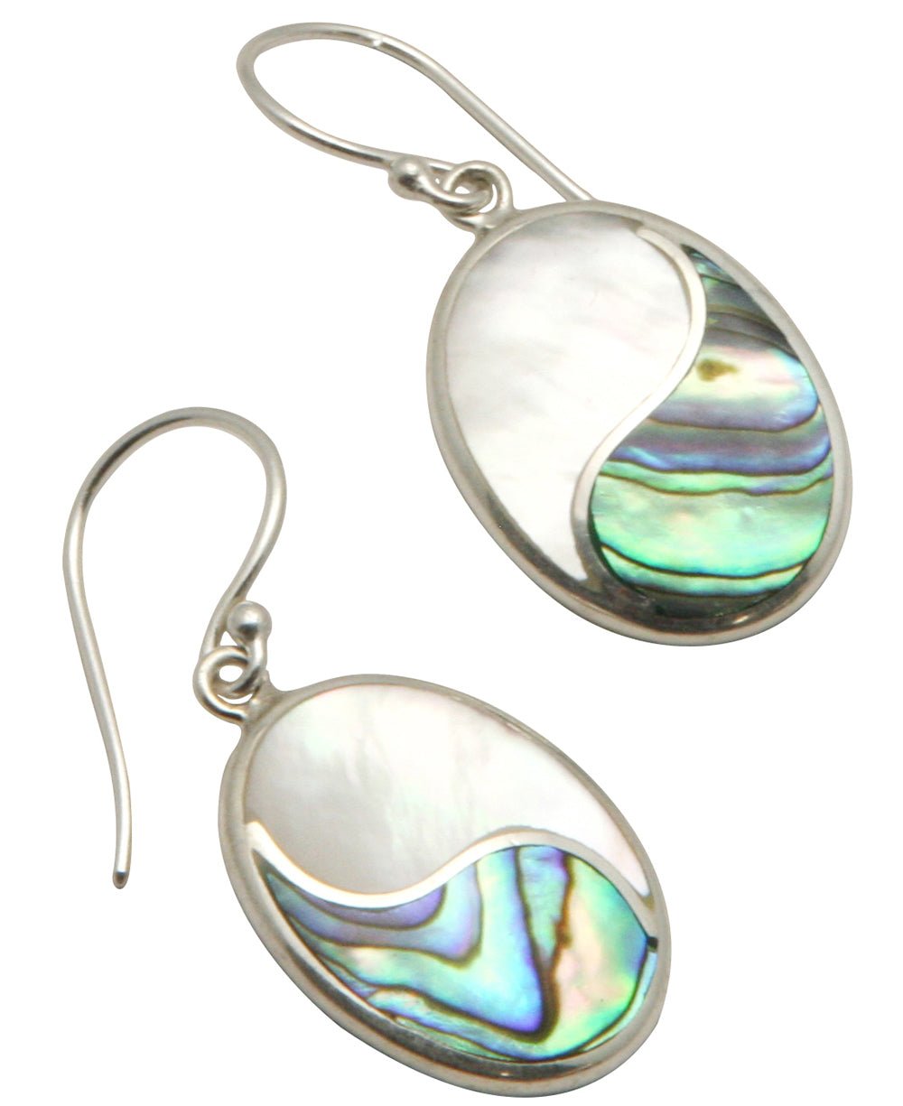 Abalone Shell Yin Yang Earrings with Mother of Pearl - Earrings