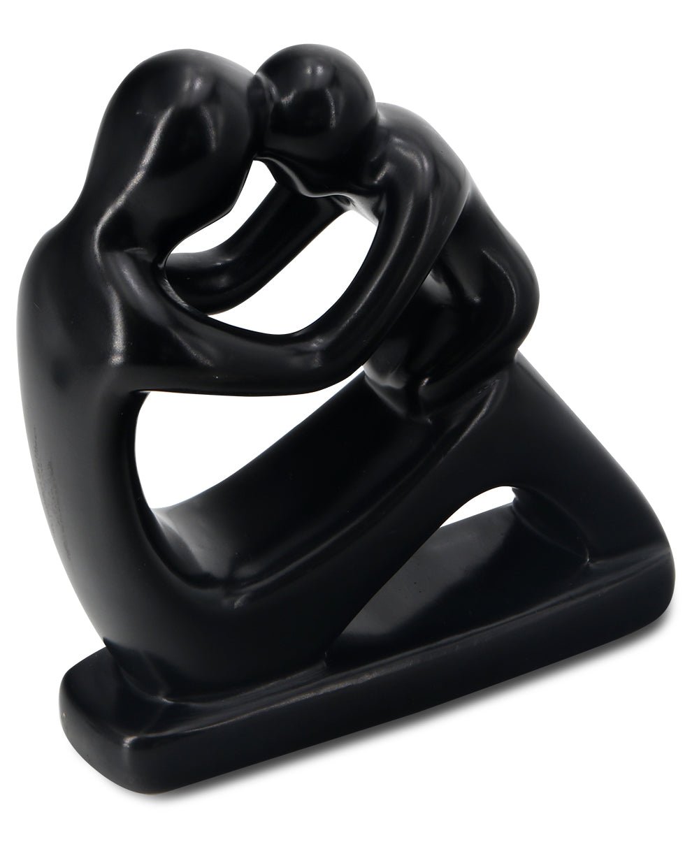 Abstract Mother and Baby Soapstone Statue, Crafted in Kenya - Sculptures & Statues Black
