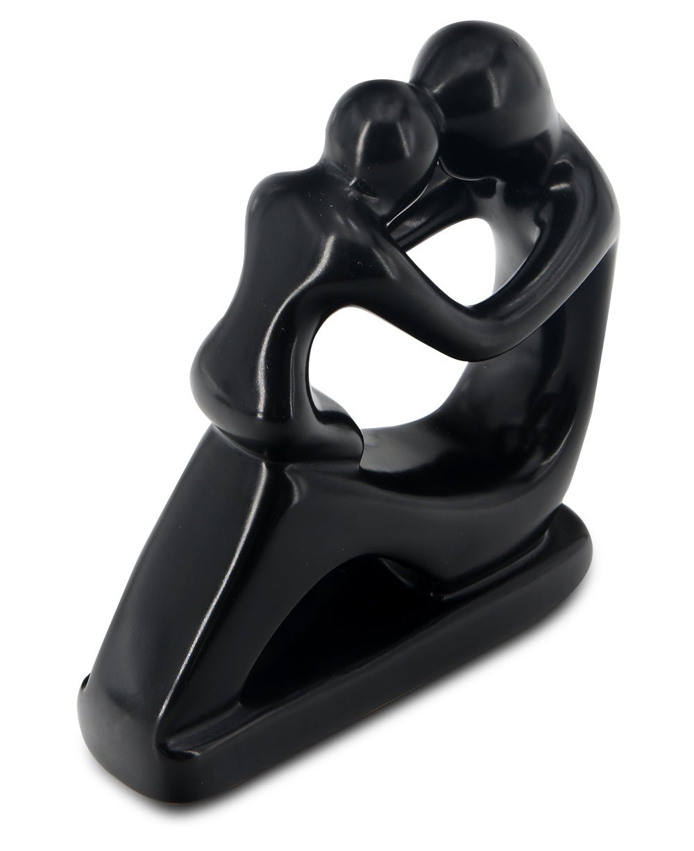 Abstract Mother and Baby Soapstone Statue, Crafted in Kenya - Sculptures & Statues Black