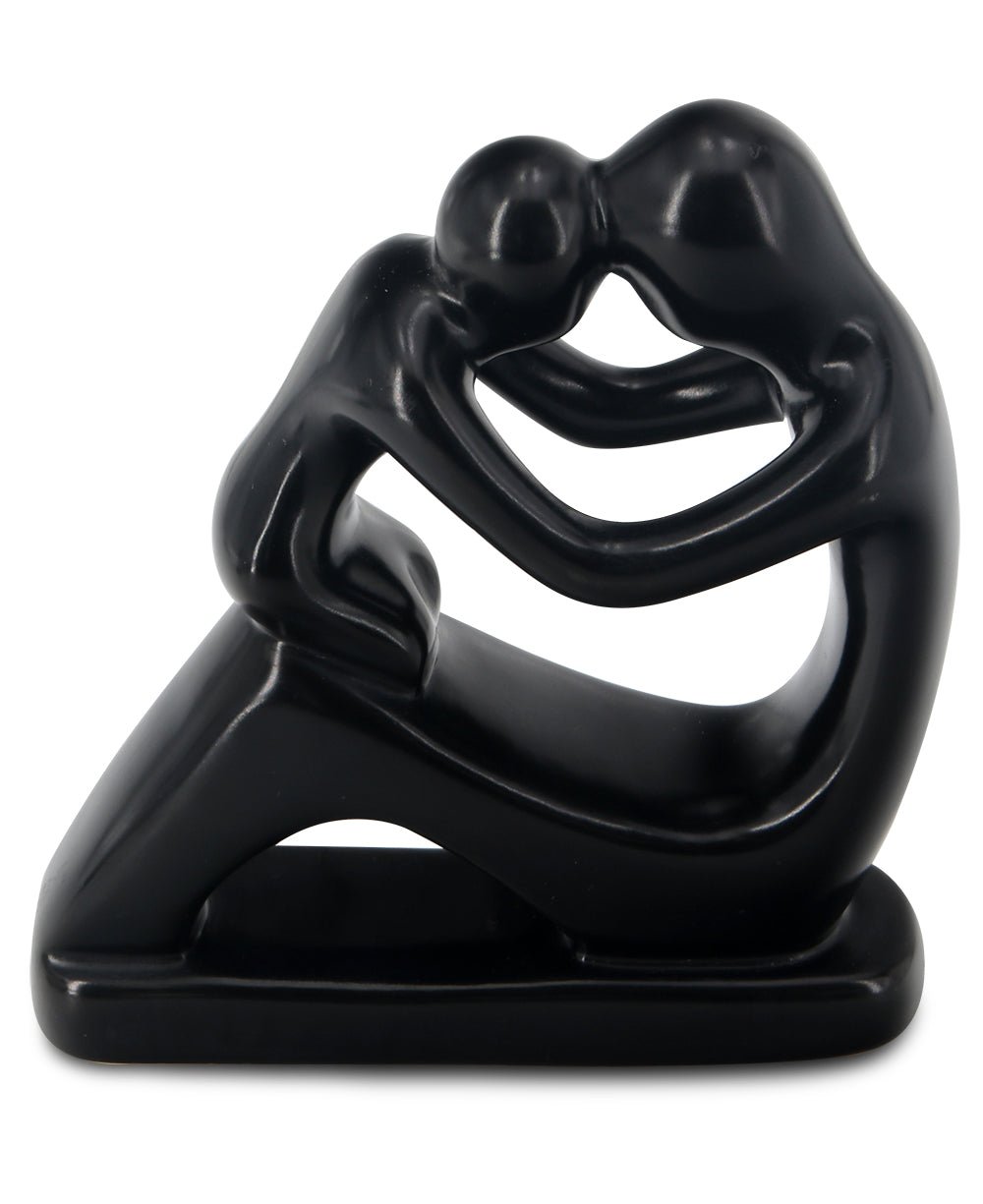 Abstract Mother and Baby Soapstone Statue, Crafted in Kenya - Sculptures & Statues Black