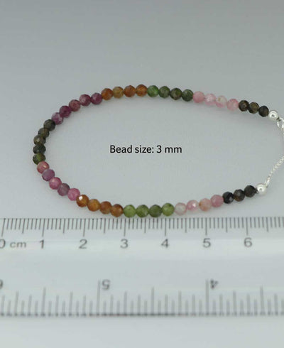 Adjustable Sterling Silver Bolo Bracelet with Dainty Gemstone Beads - Bracelets Amethyst