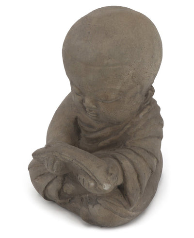 Aged Finish Reading Baby Monk Garden Statue, USA - Sculptures & Statues