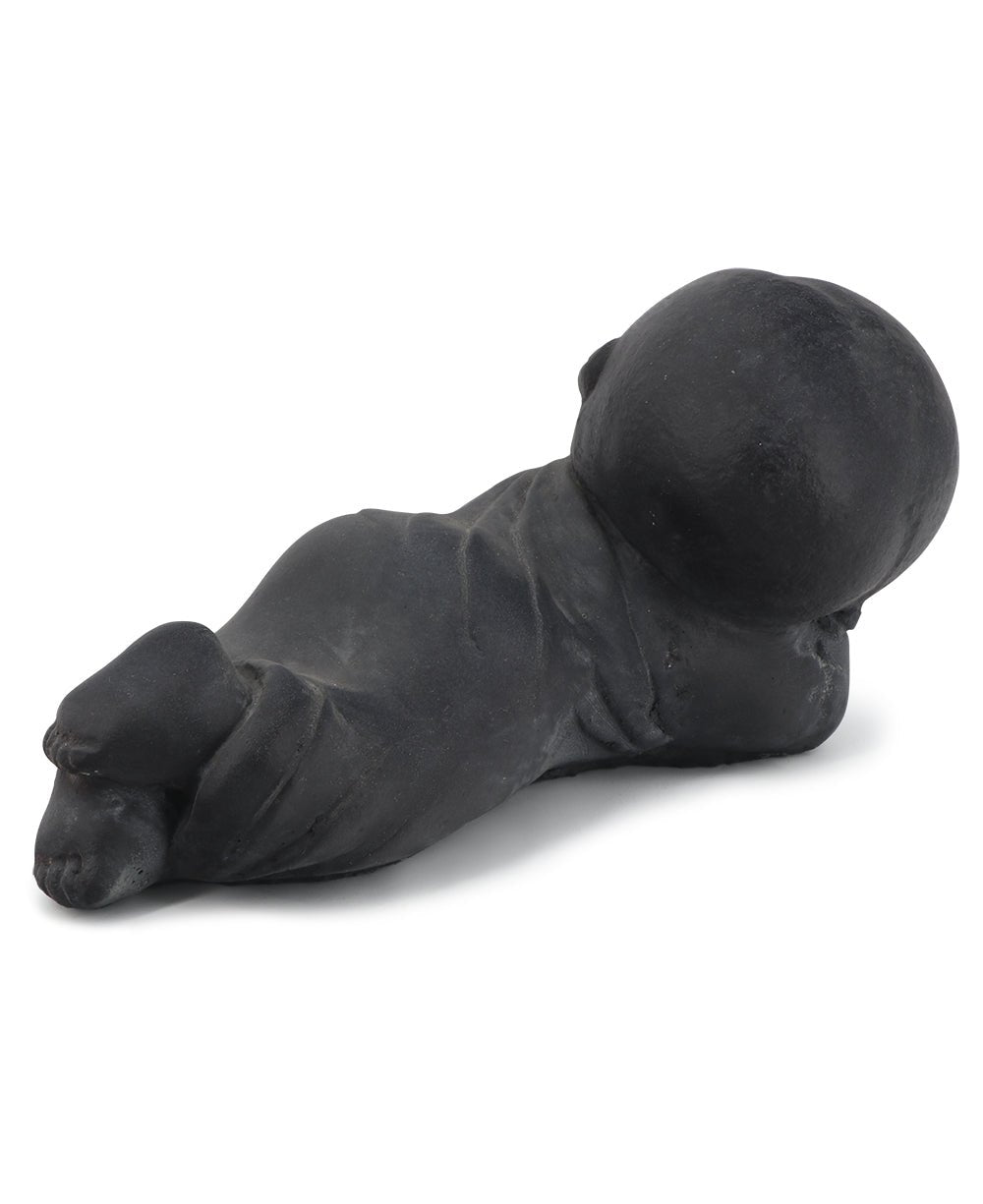Aged Finish Sleeping Baby Monk Garden Statue, USA - Sculptures & Statues Earthy Brown
