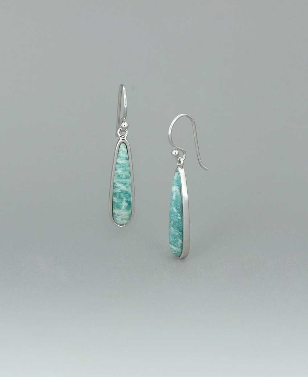 Amazonite Gemstone Drop Earrings - Earrings
