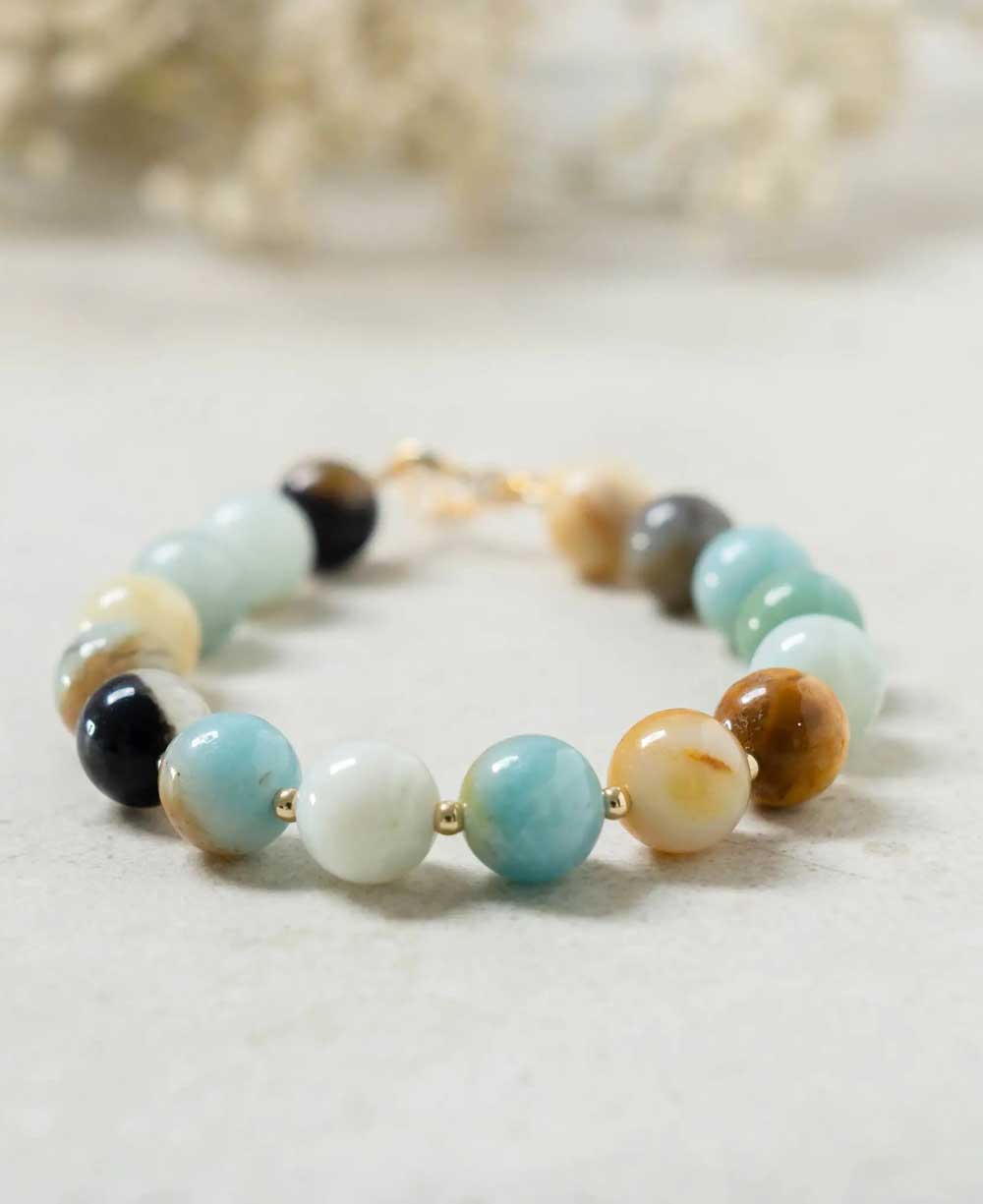 Amazonite Gemstone Wrist Mala, 18 Beads - Bracelets