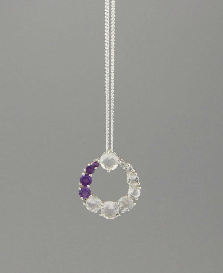 Amethyst and Clear Quartz Sterling Pendant Necklaces - Clear Quartz With Amethyst