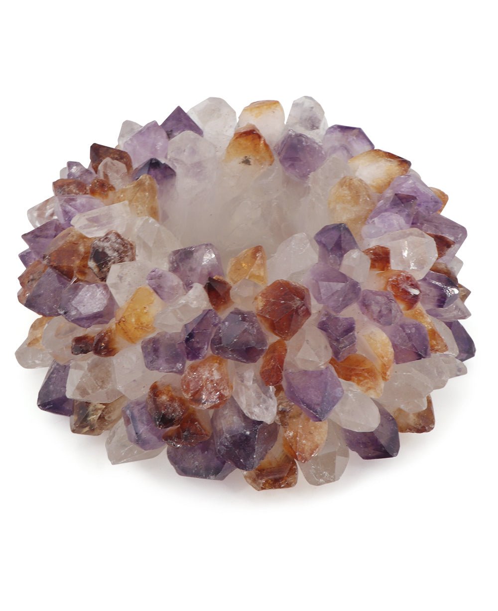 Amethyst, Citrine, and Clear Quartz Gemstone Candleholder - Candle Holders