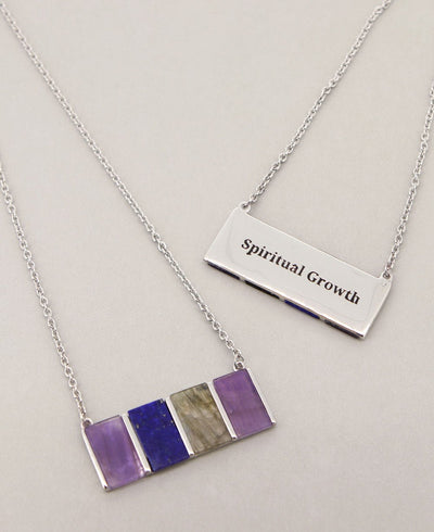 Amethyst, Labradorite, and Lapis Sterling Silver Necklace -