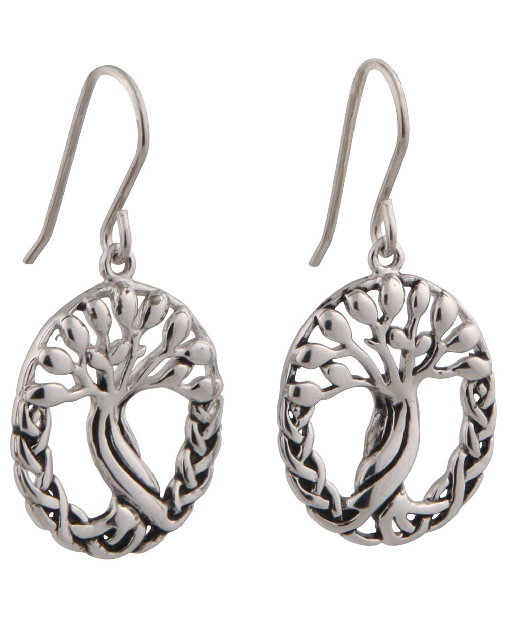 Ancient Tree of Life Earrings, Sterling Silver -