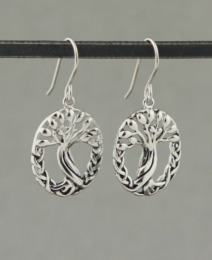 Ancient Tree of Life Earrings, Sterling Silver -