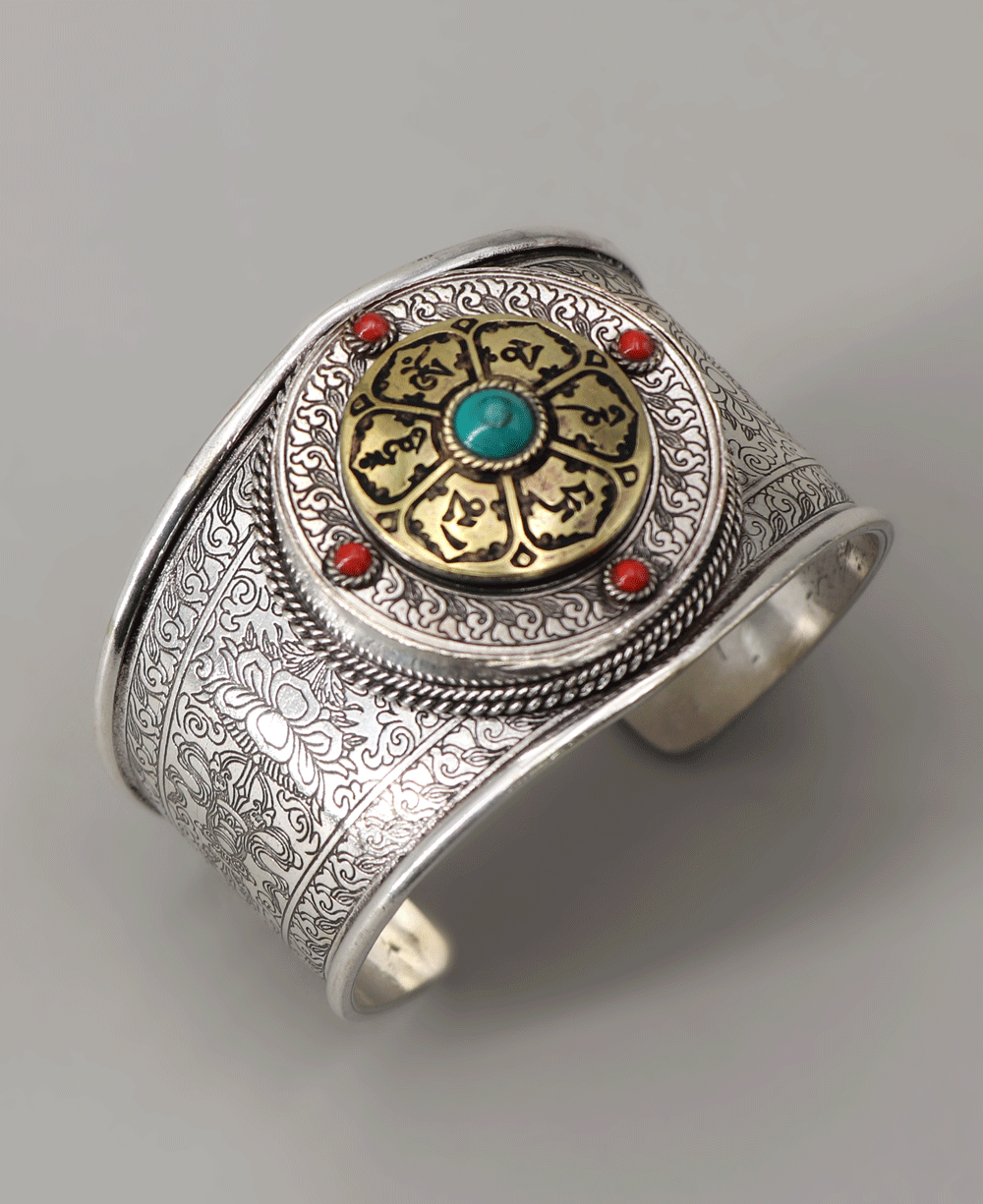 Antique Finish Spinner Om Mani Mantra Bracelet - Bracelets