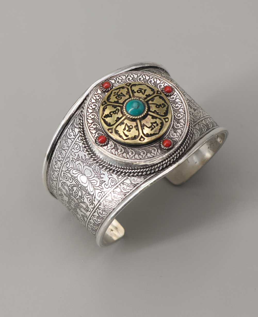 Antique Finish Spinner Om Mani Mantra Bracelet - Bracelets