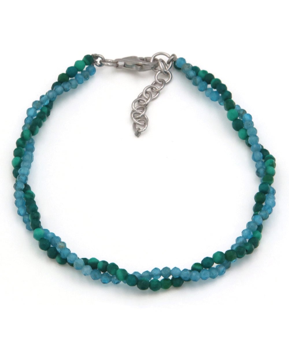 Apatite and Malachite Twist Bracelet for Personal Growth -