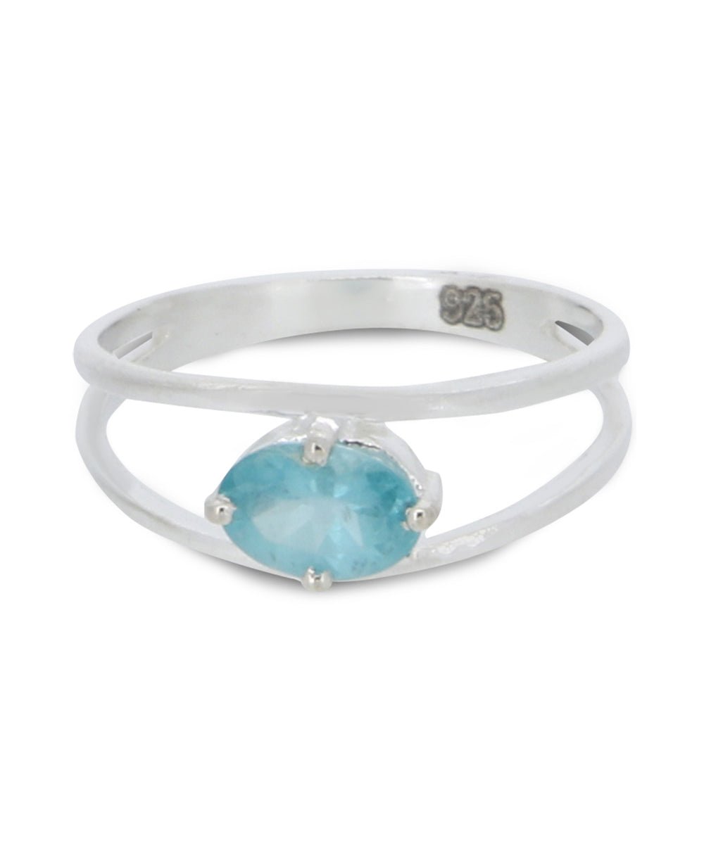 Apatite Gemstone Sterling Silver Ring - Size 6