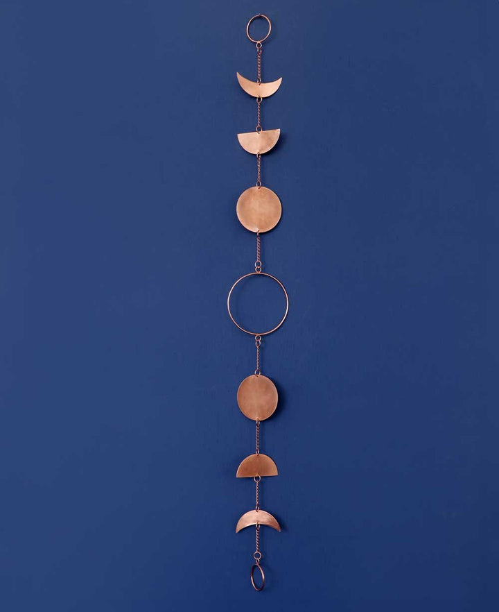 Artistic Moon Phase Brass Wall Hanging in Copper Tone - Posters, Prints, & Visual Artwork